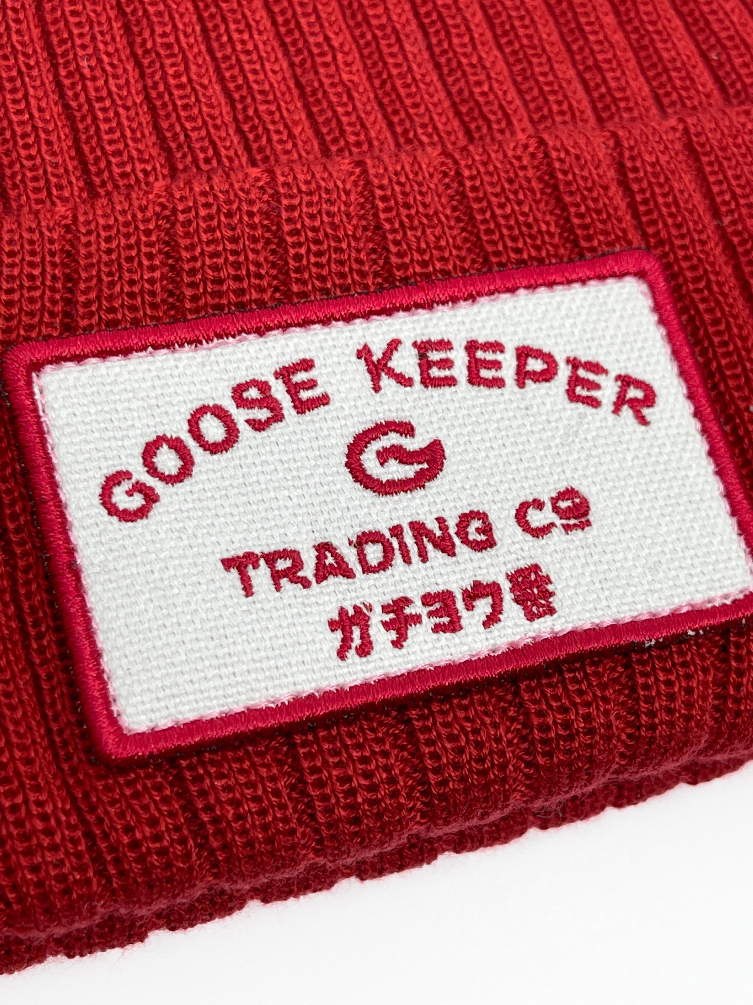 GooseKeeper Beanie Red with White patch
