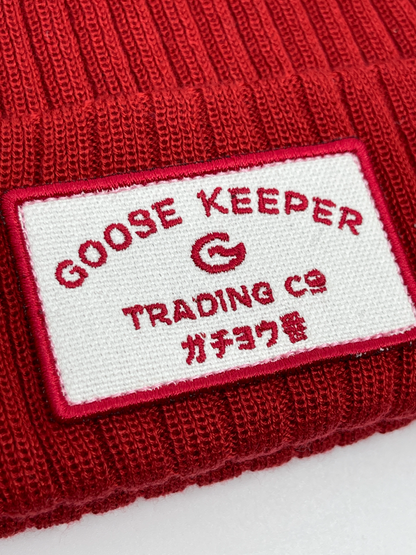 GooseKeeper Beanie Red with White patch